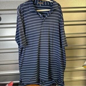 Peter Millar Men’s Summer Comfort Polo Shirt Navy and White Striped Size XXL‎
